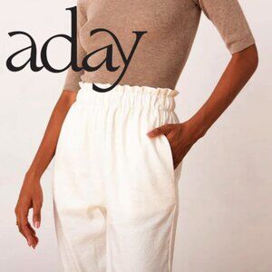 ADAY Kick Back High Waist Linen Pants  - EUC -  Off-White/Cream